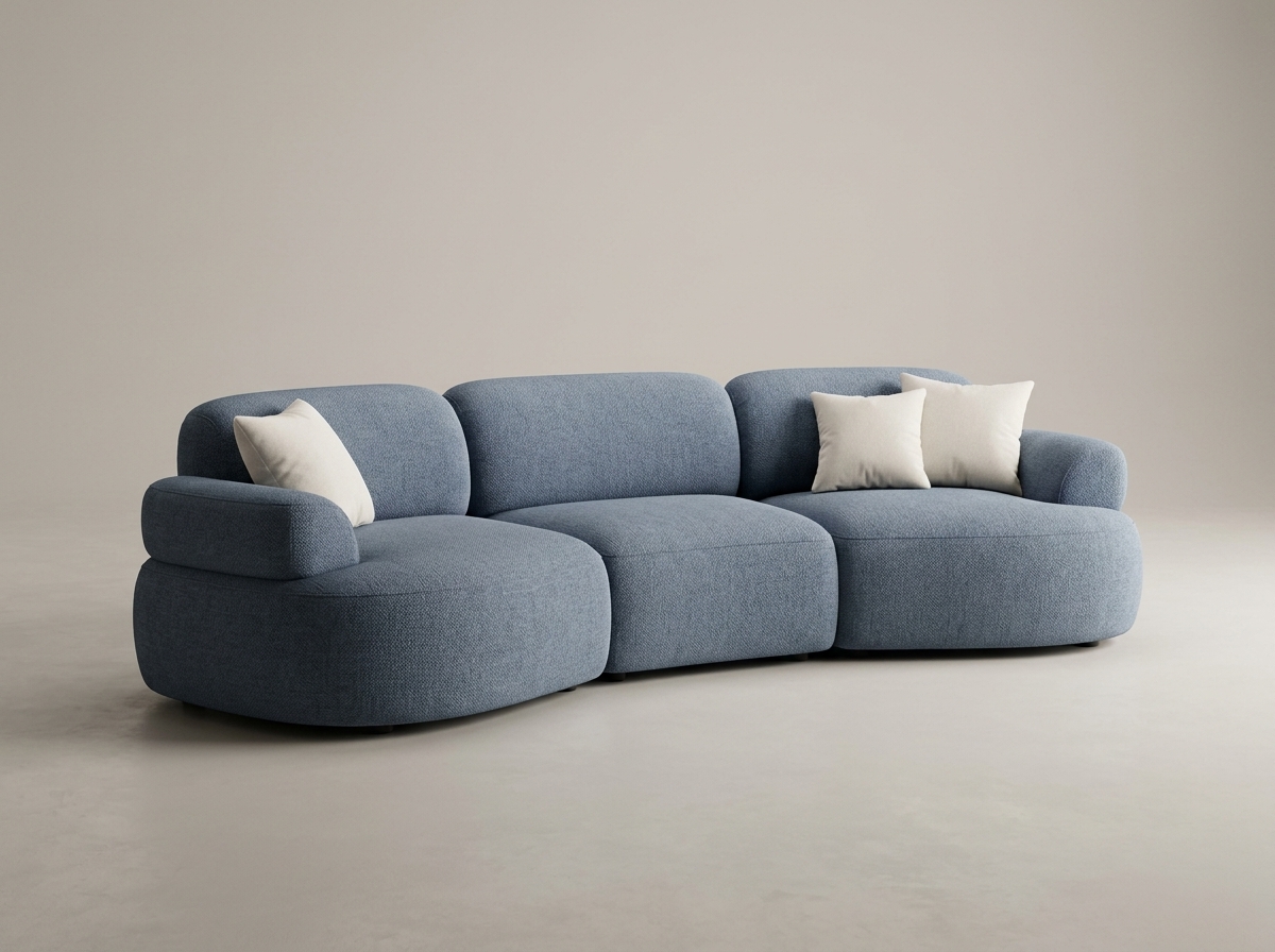 Sofá Modular Curvo Azul Pizarra, Sofás de Diseño